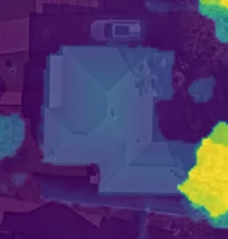 Surface height model of the same roof, coloured by elevation